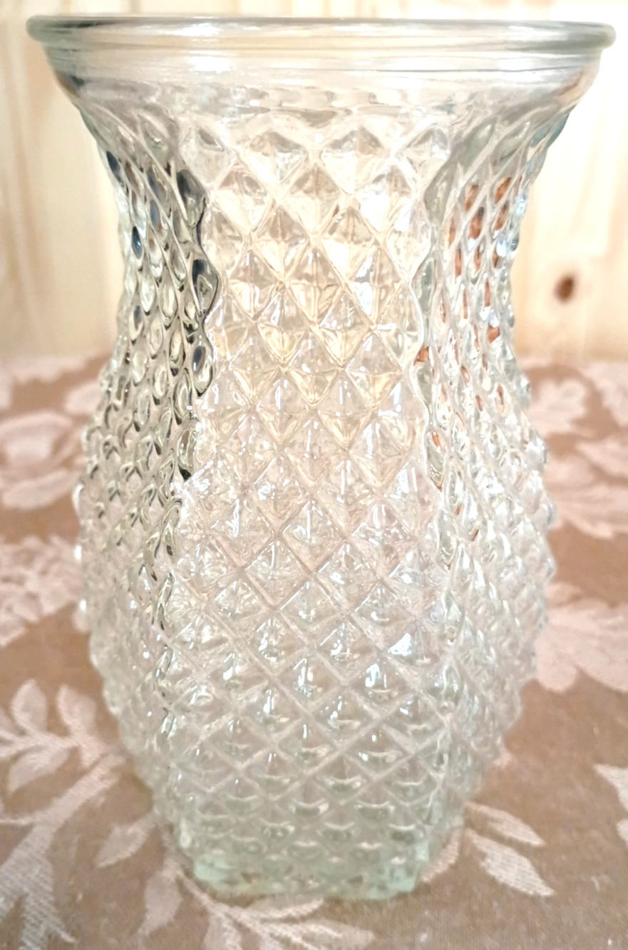VTG Hoosier Diamond Pt Hobnail Glass 5 1/2" Vase 4071 Hexagon